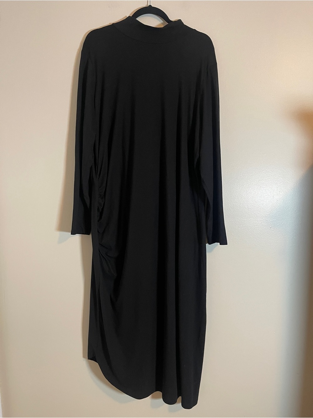 GILI Dress Womens 3X Black Long Sleeve Ruched Classic Mock Neck Minimalist Midi